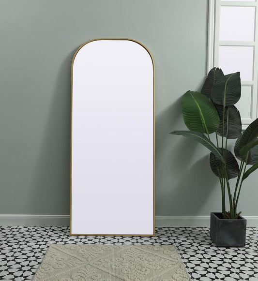 Elegant Furniture & Lighting - Blaire Metal Frame Arch Full Length Mirror 28x66 Inch in Brass - MR1B2866BRS veiw 2