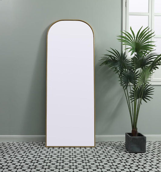 Elegant Furniture & Lighting - Blaire Metal Frame Arch Full Length Mirror 28x74 Inch in Brass - MR1B2874BRS veiw 2