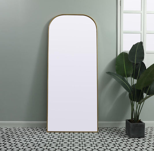 Elegant Furniture & Lighting - Blaire Metal Frame Arch Full Length Mirror 32x76 Inch in Brass - MR1B3276BRS veiw 2