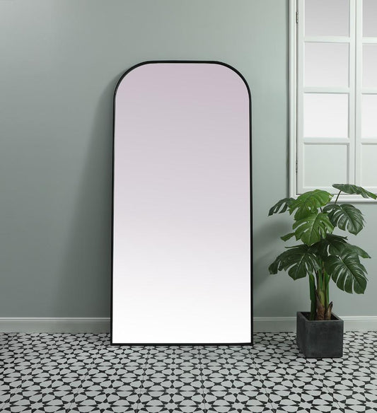 Elegant Furniture & Lighting - Blaire Metal Frame Arch Full Length Mirror 35x72 Inch in Black - MR1B3572BLK veiw 2