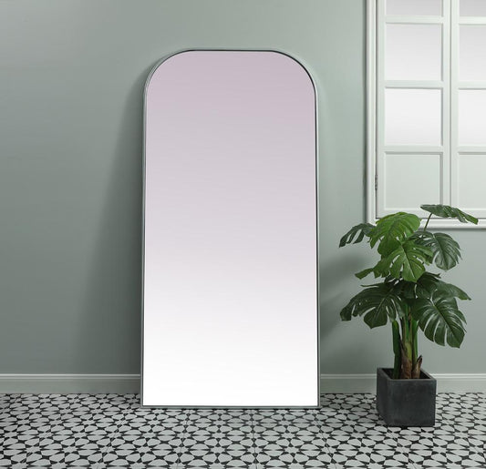 Elegant Furniture & Lighting - Blaire Metal Frame Arch Full Length Mirror 35x72 Inch in Silver - MR1B3572SIL veiw 2