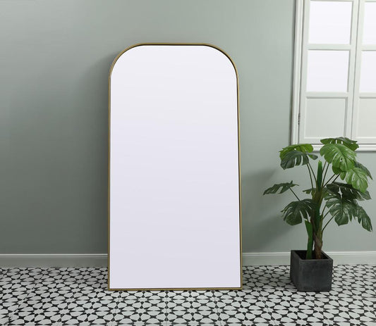 Elegant Furniture & Lighting - Blaire Metal Frame Arch Full Length Mirror 35x66 Inch in Brass - MR1FL3566BRS veiw 2
