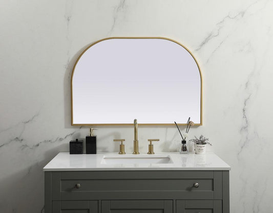 Elegant Furniture & Lighting - Blaire Metal Frame Arch Mirror 36x24 Inch in Brass - MR1B3624BRS veiw 2
