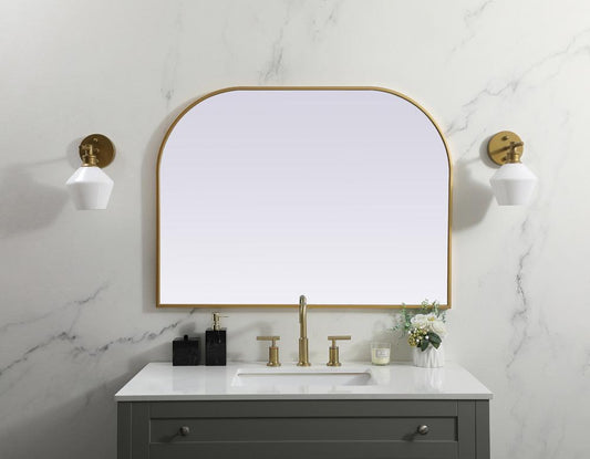 Elegant Furniture & Lighting - Blaire Metal Frame Arch Mirror 40x30 Inch in Brass - MR1B4030BRS veiw 2