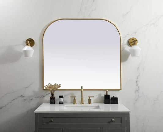 Elegant Furniture & Lighting - Blaire Metal Frame Arch Mirror 42x38 Inch in Brass - MR1B4238BRS veiw 2