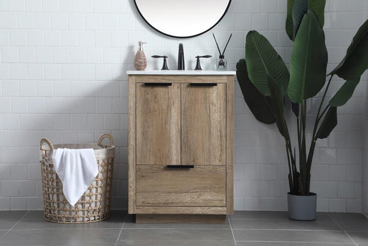Elegant Furniture & Lighting - Blake 24 Inch SIngle Bathroom Vanity In Natural Oak - VF19424NT veiw 2