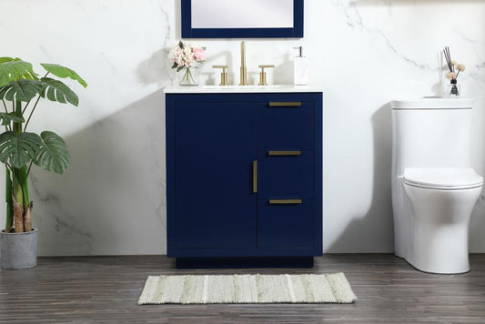 Elegant Furniture & Lighting - Blake 30 inch Single bathroom vanity in blue - VF19430BL veiw 2