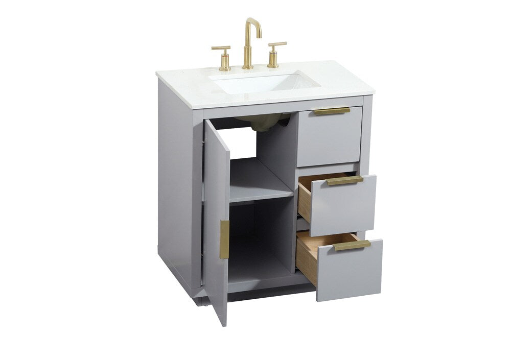 Elegant Furniture & Lighting - Blake 30 inch Single bathroom vanity in grey - VF19430GR veiw 16