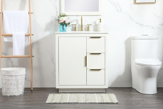 Elegant Furniture & Lighting - Blake 30 inch Single bathroom vanity in white with backsplash - VF19430WH-BS veiw 2