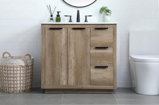 Elegant Furniture & Lighting - Blake 36 Inch SIngle Bathroom Vanity In Natural Oak - VF19436NT veiw 2