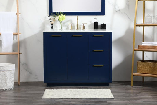 Elegant Furniture & Lighting - Blake 42 inch Single bathroom vanity in blue with backsplash - VF19442BL-BS veiw 2