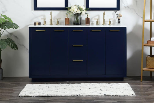 Elegant Furniture & Lighting - Blake 60 inch double bathroom vanity in blue - VF19460DBL veiw 2