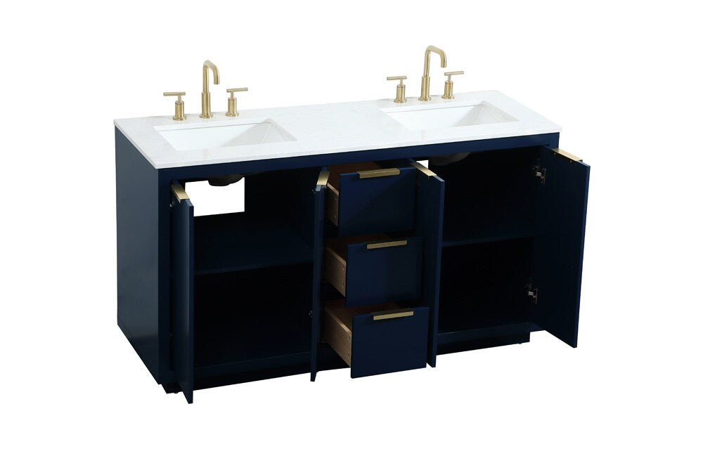 Elegant Furniture & Lighting - Blake 60 inch double bathroom vanity in blue - VF19460DBL veiw 16