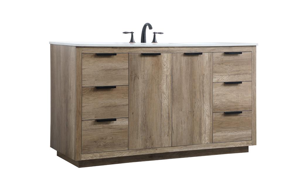 Elegant Furniture & Lighting - Blake 60 Inch SIngle Bathroom Vanity In Natural Oak - VF19460NT veiw 8