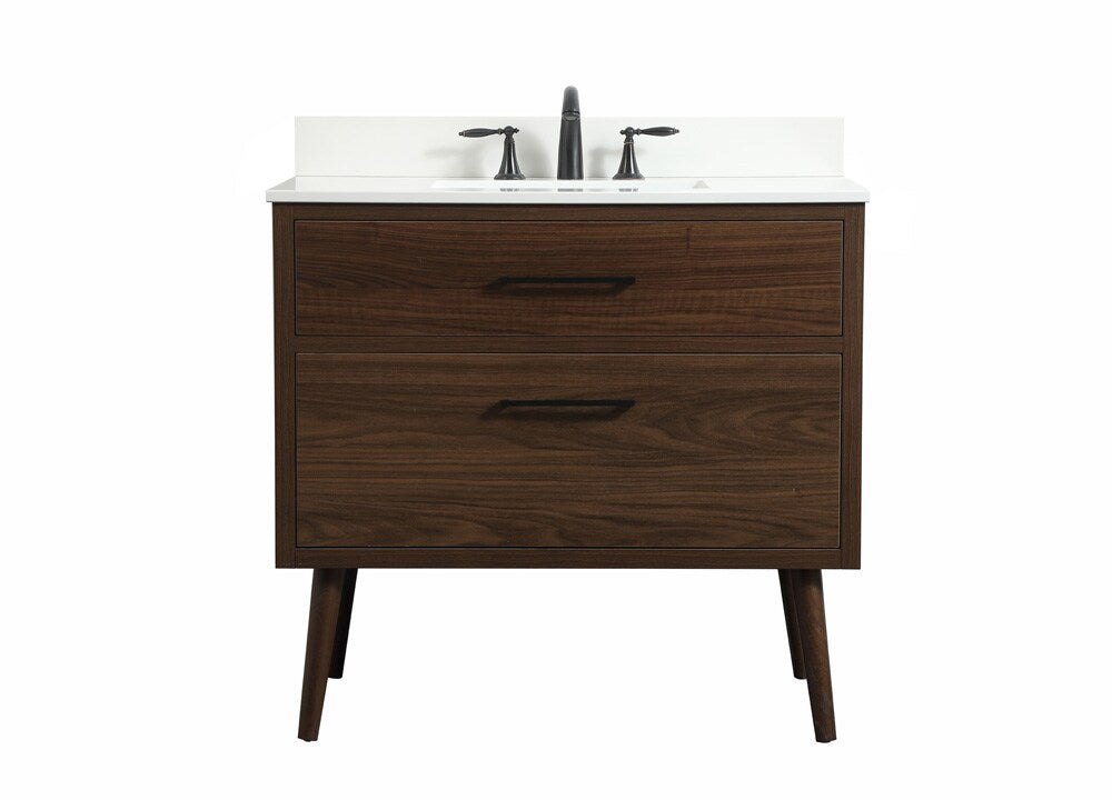 Elegant Furniture & Lighting - Boise 36 inch Single bathroom vanity in walnut with backsplash - VF41036MWT-BS veiw 1