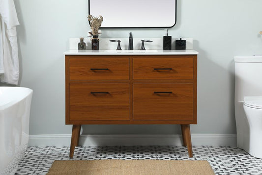 Elegant Furniture & Lighting - Boise 42 inch Single bathroom vanity in teak with backsplash - VF41042MTK-BS veiw 2