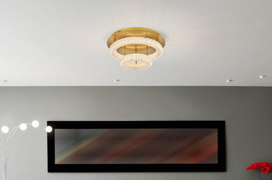 Elegant Furniture & Lighting - Bowen 22 inch Adjustable LED Flush Mount in Satin Gold - 3800F22L2SG veiw 2