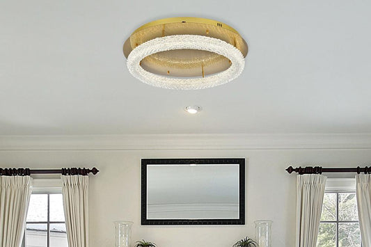 Elegant Furniture & Lighting - Bowen 26 inch Adjustable LED Flush Mount in Satin Gold - 3800F26SG veiw 2