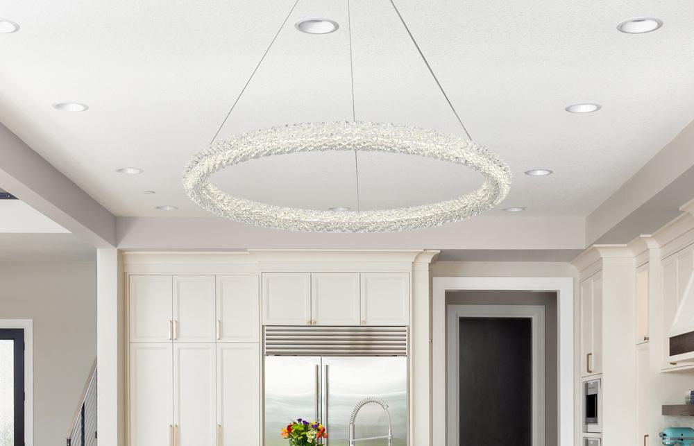 Elegant Furniture & Lighting - Bowen 32 inch Adjustable LED Chandelier in Chrome - 3800D31C veiw 2