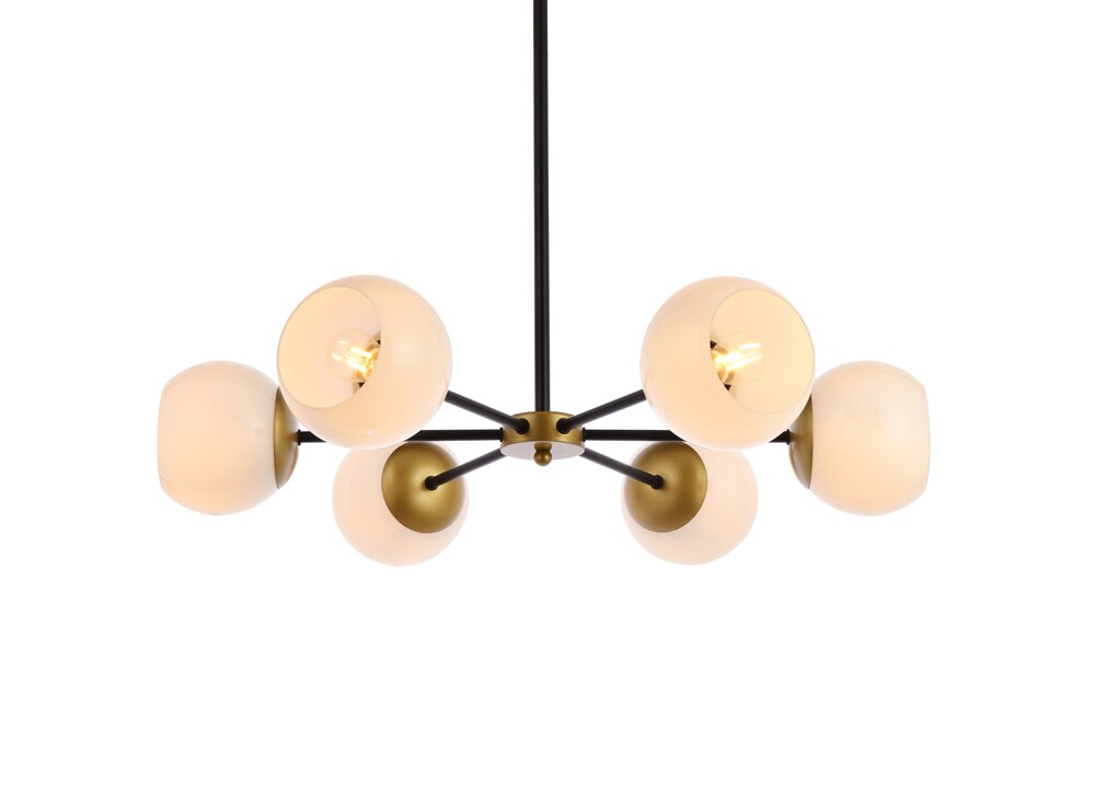 Elegant Furniture & Lighting - Briggs 30 inch pendant in black and brass with white shade - LD645D30BRK veiw 1