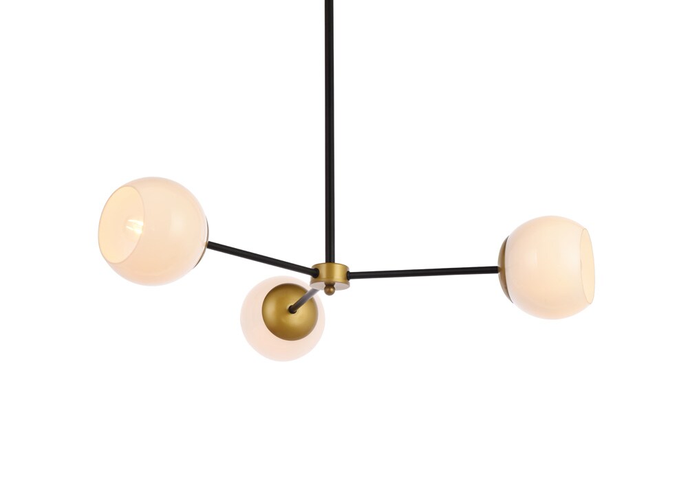 Elegant Furniture & Lighting - Briggs 32 inch pendant in black and brass with white shade - LD647D32BRK veiw 1
