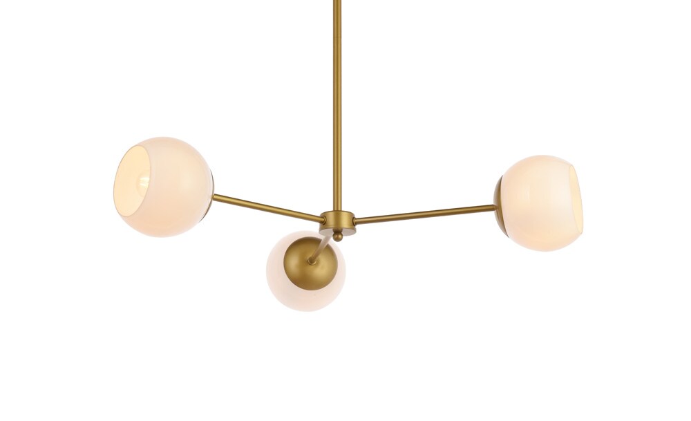 Elegant Furniture & Lighting - Briggs 32 inch pendant in brass with white shade - LD647D32BR veiw 1