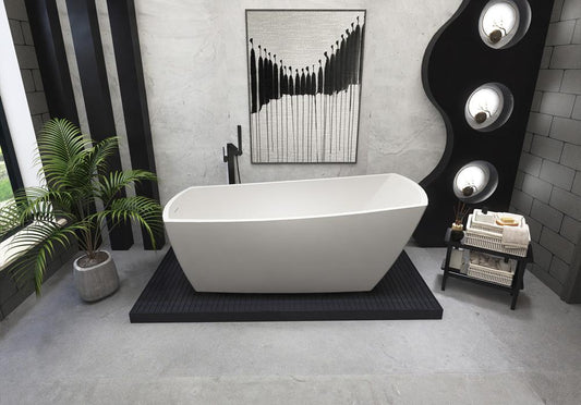 Elegant Furniture & Lighting - Brock 72 inch soaking single slipper rectangular bathtub in glossy white - BT21272GW veiw 2
