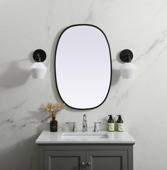 Elegant Furniture & Lighting - Brynn Metal Frame Oval Mirror 20x30 Inch in Black - MR2B2030BLK veiw 2