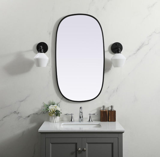 Elegant Furniture & Lighting - Brynn Metal Frame Oval Mirror 20x36 Inch in Black - MR2B2036BLK veiw 2