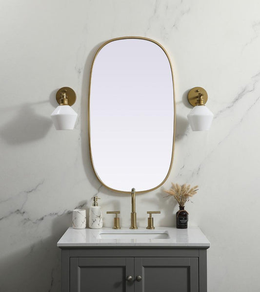 Elegant Furniture & Lighting - Brynn Metal Frame Oval Mirror 20x36 Inch in Brass - MR2B2036BRS veiw 2
