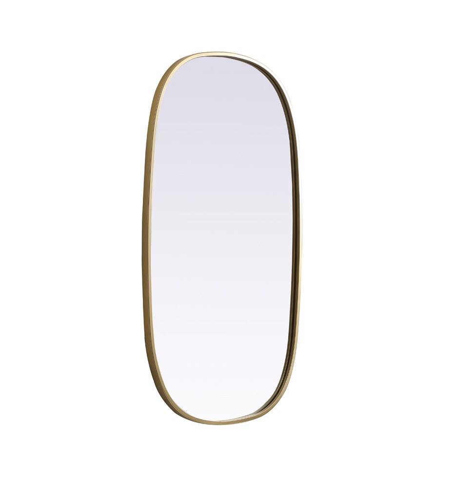 Elegant Furniture & Lighting - Brynn Metal Frame Oval Mirror 20x36 Inch in Brass - MR2B2036BRS veiw 8