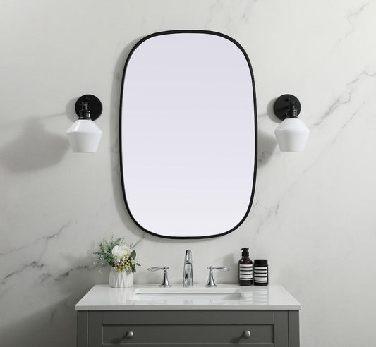 Elegant Furniture & Lighting - Brynn Metal Frame Oval Mirror 24x36 Inch in Black - MR2B2436BLK veiw 2