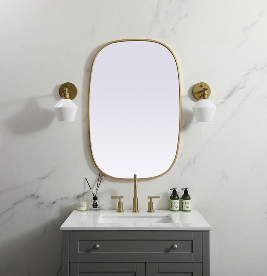 Elegant Furniture & Lighting - Brynn Metal Frame Oval Mirror 24x36 Inch in Brass - MR2B2436BRS veiw 2