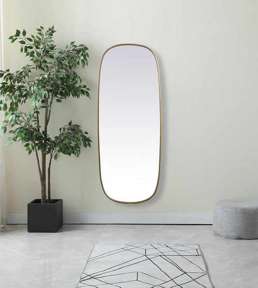 Elegant Furniture & Lighting - Brynn Metal Frame Oval Mirror 24x60 Inch in Brass - MR2B2460BRS veiw 2