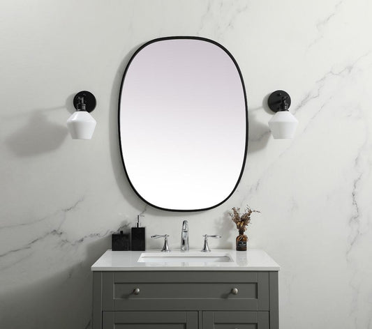 Elegant Furniture & Lighting - Brynn Metal Frame Oval Mirror 27x36 Inch in Black - MR2B2736BLK veiw 2