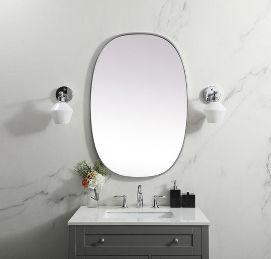 Elegant Furniture & Lighting - Brynn Metal Frame Oval Mirror 27x40 Inch in Silver - MR2B2740SIL veiw 2