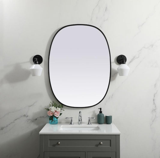 Elegant Furniture & Lighting - Brynn Metal Frame Oval Mirror 30x40 Inch in Black - MR2B3040BLK veiw 2