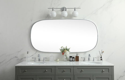 Elegant Furniture & Lighting - Brynn Metal Frame Oval Mirror 30x60 Inch in Silver - MR2B3060SIL veiw 2
