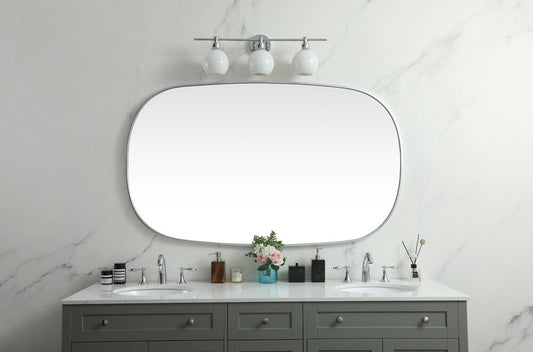 Elegant Furniture & Lighting - Brynn Metal Frame Oval Mirror 36x60 Inch in Silver - MR2B3660SIL veiw 2