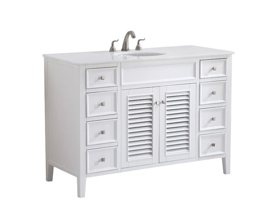 Elegant Furniture & Lighting - Cape Cod 48 inch Single Bathroom vanity in White with ivory white engineered marble - VF-1041-VW veiw 2