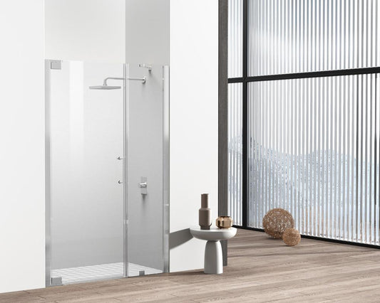 Elegant Furniture & Lighting - Carson Semi-frameless hinged shower door 48 x 72 Brushed Nickel - SD404-4872BNK veiw 2