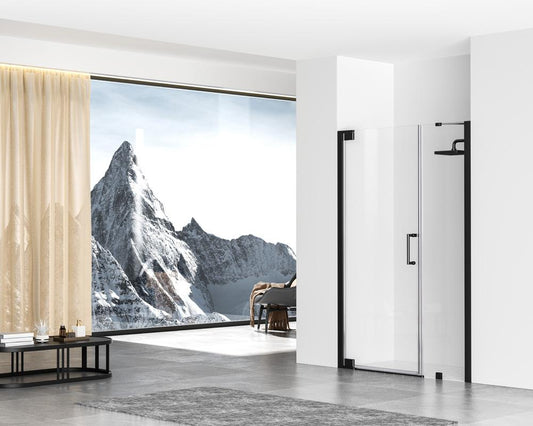 Elegant Furniture & Lighting - Carson Semi-frameless hinged shower door 48 x 72 Matte Black - SD404-4872MBK veiw 2