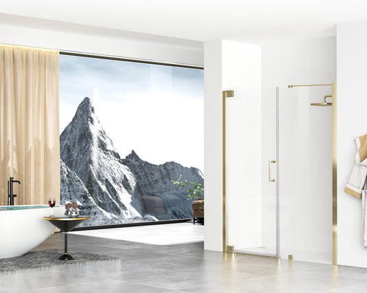 Elegant Furniture & Lighting - Carson Semi-frameless hinged shower door 60 x 72 Brushed Gold - SD404-6072BGD veiw 2