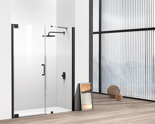 Elegant Furniture & Lighting - Carson Semi-frameless hinged shower door 60 x 72 Matte Black - SD404-6072MBK veiw 2