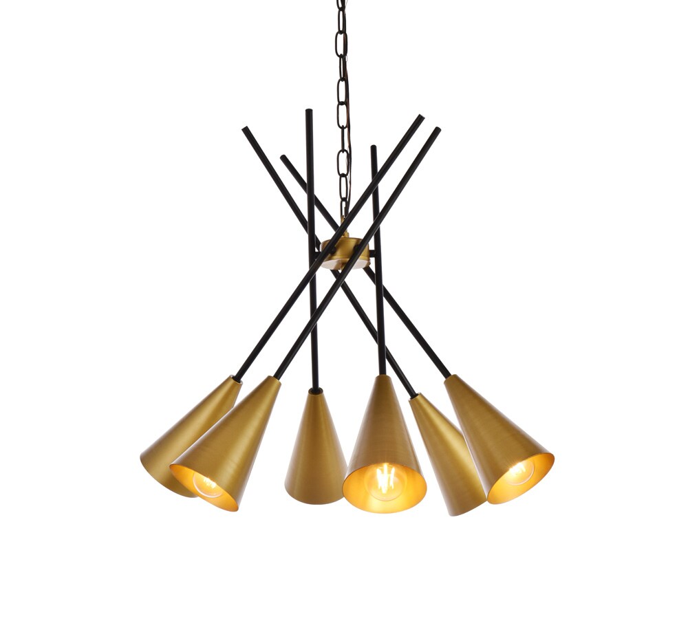 Elegant Furniture & Lighting - Casen 32 inch pendant in black and brass - LD651D32BRK veiw 1
