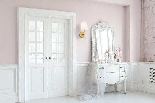 Elegant Furniture & Lighting - Cason 1 light Brass amd White shade wall sconce - LD6185BR veiw 2