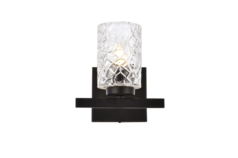 Elegant Furniture & Lighting - Cassie 1 light bath sconce in black with clear shade - LD7025W7BK veiw 1