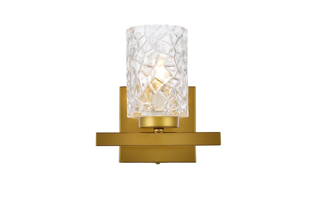 Elegant Furniture & Lighting - Cassie 1 light bath sconce in brass with clear shade - LD7025W7BR veiw 1