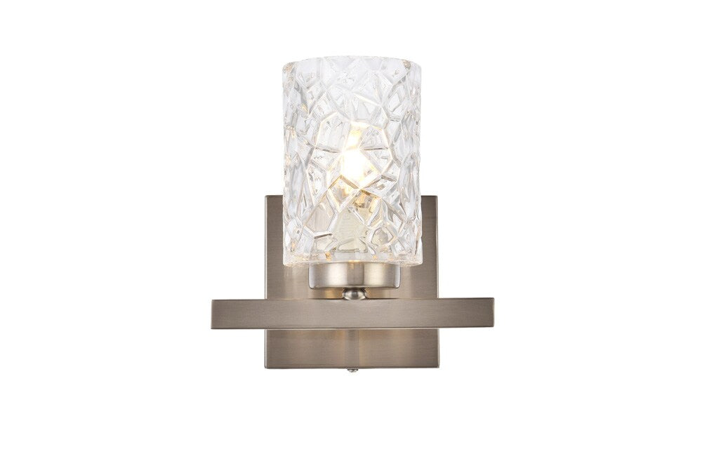 Elegant Furniture & Lighting - Cassie 1 light bath sconce in satin nickel with clear shade - LD7025W7SN veiw 1