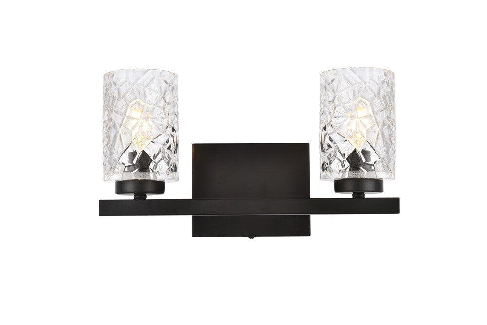Elegant Furniture & Lighting - Cassie 2 lights bath sconce in black with clear shade - LD7026W14BK veiw 1